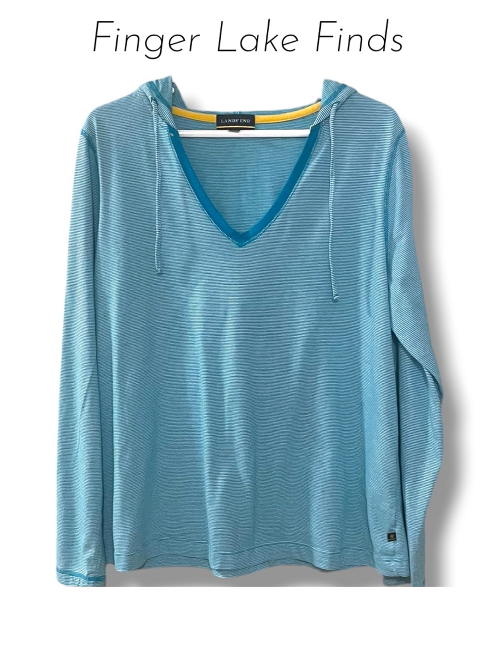 Lands End Striped UPF Hoodie Top, 18-20